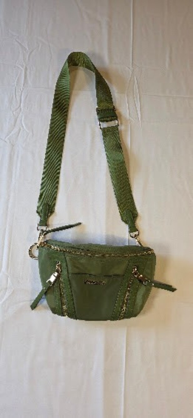Madden NYC Nylon Crossbody Bag Green Adjustable Strap Silver Hardware